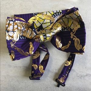 African Elegance Large bow tie with pocket square